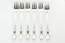 Towle Debussy Pattern Sterling Silver Set of 6 Seafood or Lemon Forks #36031