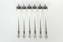 Towle Debussy Pattern Sterling Silver Set of 6 Ice Tea Spoons #36052