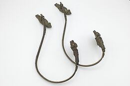 Pair of Antique French Pewter Drape or Curtain Tiebacks with Roses #36166