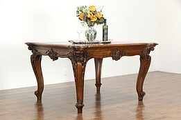 Carved Antique Walnut Italian Library, Breakfast, Dining or Hall Table #36177