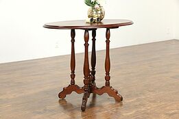 Victorian Antique Oval Walnut Parlor Lamp Table or Nightstand  #36291