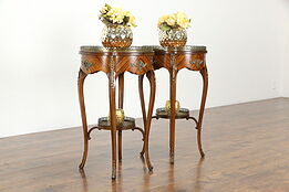 Pair of Louis XV Vintage Kingwood Lamp Tables, Nightstands, Brass Mounts #35475