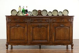 Country French Provincial Antique Oak Sideboard, Server or TV Console #36521