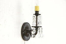 Wall Sconce with Crystal Prisms, Beeswax Candle Cover #34354