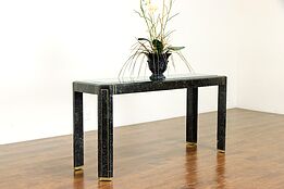Marble Mosaic Hall Console or Sofa Table, Glass Top, Alexvale #35096