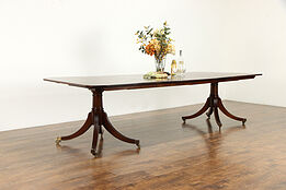 Traditional Solid Mahogany Vintage Dining Table, 4 Leaves, Extends 9 1/2' #36105