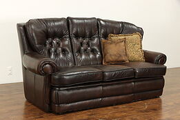 Danish Tufted Leather Vintage Wing Sofa, Mobel Art #36466