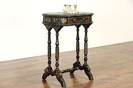Victorian Antique Jewelry Chest Vanity Dressing Stand Paper Mache & Pearl #35099