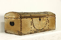 Victorian Antique Hide Leather Farmhouse Child Size Trunk or Chest #36246
