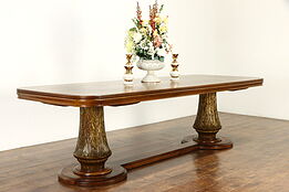 Art Deco Antique Italian Dining or Conference Table Marquetry with Horses #36468