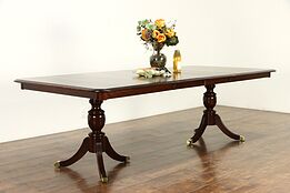 Traditional Vintage Cherry 8' Double Pedestal Dining Table, 2 Leaves #36618