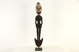 Carved & Hand Painted New Guinea 42" Sculpture & Stand 1971 #36642