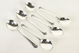 Sterling Silver Heirloom Damask Rose Set of 6 Soup Spoons 6.5" #36911