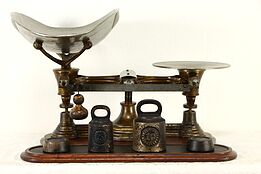 Victorian Antique Balance Scale, Pan & Weights, Troemner Philadelphia #36965