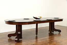 Oak Quarter Sawn 48" Antique Pedestal Dining Table, 6 Leaves, Extends 10' #35722