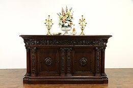 Italian Palace Antique Renaissance Carved Sideboard, Bar, Dowry Cabinet #36018