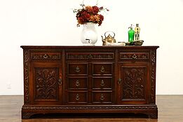 Oak English Tudor Antique Sideboard, Server, Buffet, TV Console, Northern #37006