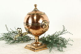 Farmhouse Copper & Brass Antique English Samovar Tea Kettle #37132