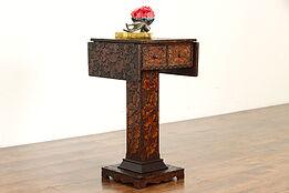 Pyrographic Burnt Wood Antique Nightstand or End Table Van Doran Hiawatha #37134