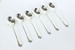 Sterling Silver Heirloom Damask Rose Set of 6 Soup Spoons 6.5" #37224