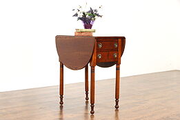 Sheraton Antique Farmhouse Cherry Dropleaf Nightstand, End or Lamp Table #35471