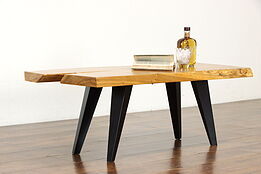 Matched Ash Live Edge Coffee Table or Bench, Signed Terrence Karpowicz  #36701