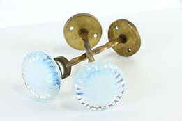 Pair of Victorian Antique Drapery Tie Backs, Opal Glass & Brass #36900