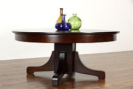 Arts & Crafts Mission Oak Antique 45" Round Craftsman Coffee Table #37236