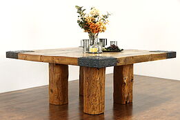 Farmhouse Rustic Reclaimed Pine Architectural Salvage Timber Dining Table #37465