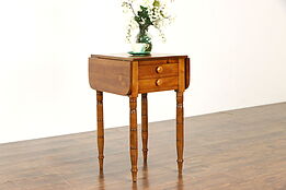 Victorian Antique Pine Farmhouse Dropleaf Lamp Table or Nightstand #37602