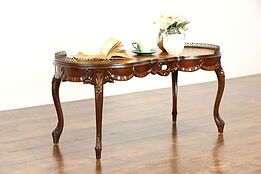 French Style Vintage Inlaid Marquetry Carved Coffee or Cocktail Table #37645