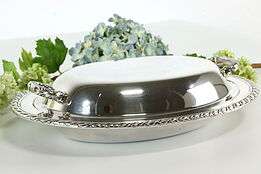Oval Silver Plate Vintage Covered Serving Dish, Oneida #37774