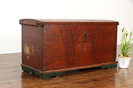 Farmhouse Country Pine Immigrant Trunk or Chest, Working Lock, 1877 #37316