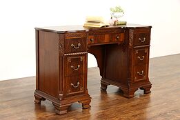 Traditional Walnut & Burl Vintage Vanity or Small Desk #37923