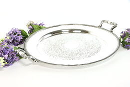 Round Vintage Antique Silver Plate Serving Tray, Sheets Rockford #37778