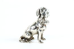 St. Bernard Dog Sculpture Vintage Sterling Silver Figurine, Israel #38419
