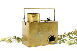 Japanese Farmhouse Antique Engraved Brass Sake Warmer with Pots #38677