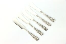 Set of 5 Sterling Silver Butter Knives, Kirk and Son, Repousse, 5 1/8" #38894