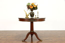 Traditional Antique Mahogany Drum Style Pedestal Hall or Lamp Table #39196
