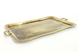 Farmhouse Antique Hammer Finish Brass Tray With Handles #39269