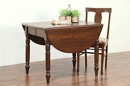 Oak Oval Victorian Antique Dropleaf Dining or Breakfast Table, 2 Leaves #28942