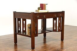 Arts & Crafts Mission Oak Antique Library Table Office Desk, Bourn-Hadley #33869