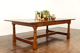 Traditional Oak 8' Vintage Dining, Library or Conference Table #38402