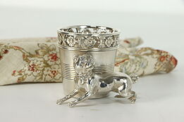 Victorian Antique Silverplate Cup Toothpick Holder, Terrier Dog, Tufts #39216