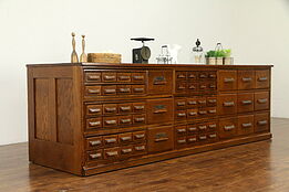 Oak Antique 8' 4" Hardware Store Counter, 60 Drawers #31396