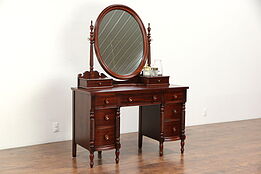 Traditional Vintage Mahogany Vanity Dressing Table Signed Drexel Federal House