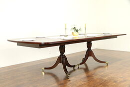 Banded Mahogany Vintage 10' Dining Table, 2 leaves, Ethan Allen #30967