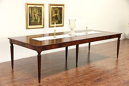 Dodge of Mass. Signed 1930's Vintage Square Dining Table, 6 leaves, Extends 10'