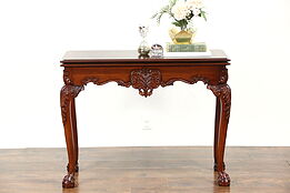 Georgian Style Carved Mahogany Combination Gateleg Console & Game Table