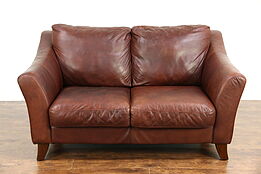 Italian Leather Loveseat, Signed Chateau D'Ax 2002